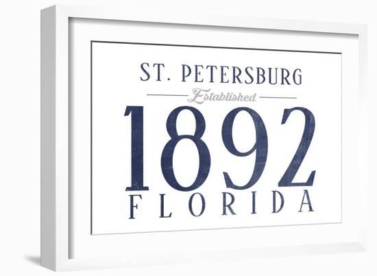 St. Petersburg, Florida - Established Date (Blue)-Lantern Press-Framed Art Print