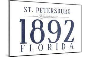 St. Petersburg, Florida - Established Date (Blue)-Lantern Press-Mounted Art Print