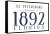 St. Petersburg, Florida - Established Date (Blue)-Lantern Press-Framed Stretched Canvas
