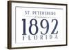 St. Petersburg, Florida - Established Date (Blue)-Lantern Press-Framed Art Print