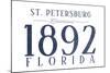 St. Petersburg, Florida - Established Date (Blue)-Lantern Press-Mounted Art Print