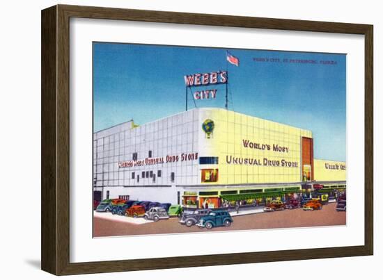 St. Petersburg, Florida - Exterior View of Webb's City Drugstore-Lantern Press-Framed Art Print