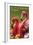 St. Petersburg, Florida - Flamingos-Lantern Press-Framed Art Print