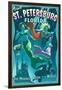 St. Petersburg, Florida - Live Mermaids-Lantern Press-Framed Premium Giclee Print