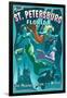 St. Petersburg, Florida - Live Mermaids-Lantern Press-Framed Premium Giclee Print