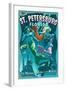 St. Petersburg, Florida - Live Mermaids-Lantern Press-Framed Art Print