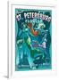 St. Petersburg, Florida - Live Mermaids-Lantern Press-Framed Art Print