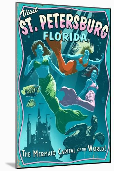 St. Petersburg, Florida - Live Mermaids-Lantern Press-Mounted Art Print
