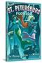 St. Petersburg, Florida - Live Mermaids-Lantern Press-Stretched Canvas