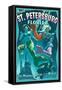 St. Petersburg, Florida - Live Mermaids-Lantern Press-Framed Stretched Canvas