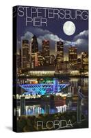 St. Petersburg, Florida - Night Skyline and Pier-Lantern Press-Stretched Canvas