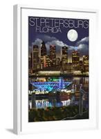 St. Petersburg, Florida - Night Skyline-Lantern Press-Framed Art Print