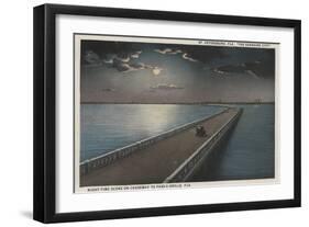 St. Petersburg, Florida - Night View of Causeway-Lantern Press-Framed Art Print
