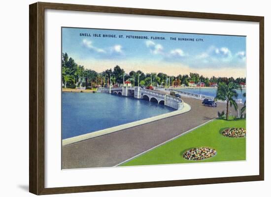 St. Petersburg, Florida - Snell Isle Bridge View-Lantern Press-Framed Art Print