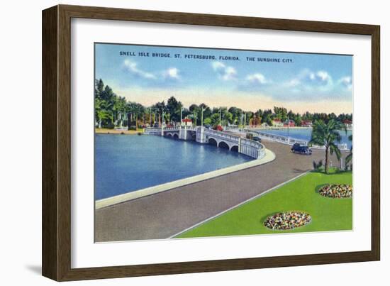 St. Petersburg, Florida - Snell Isle Bridge View-Lantern Press-Framed Art Print