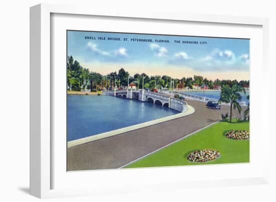 St. Petersburg, Florida - Snell Isle Bridge View-Lantern Press-Framed Art Print