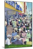 St. Petersburg, Florida - View of Crowds and Famous Green Benches-Lantern Press-Mounted Art Print