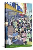 St. Petersburg, Florida - View of Crowds and Famous Green Benches-Lantern Press-Stretched Canvas