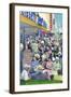 St. Petersburg, Florida - View of Crowds and Famous Green Benches-Lantern Press-Framed Art Print