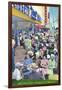 St. Petersburg, Florida - View of Crowds and Famous Green Benches-Lantern Press-Framed Art Print