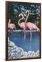 St. Petersburg, Florida, View of Pink Flamingos at Florida Wild Animal Ranch-Lantern Press-Framed Art Print