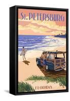 St. Petersburg, Florida - Woody on the Beach-Lantern Press-Framed Stretched Canvas