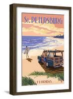 St. Petersburg, Florida - Woody on the Beach-Lantern Press-Framed Art Print