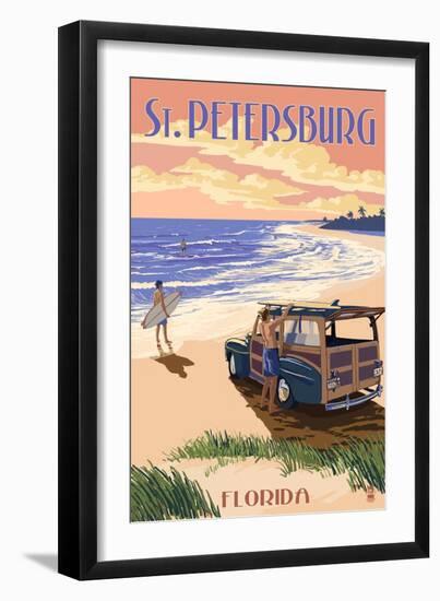 St. Petersburg, Florida - Woody on the Beach-Lantern Press-Framed Art Print