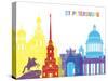 St Petersburg Skyline Pop-paulrommer-Stretched Canvas