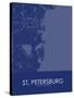 St. Petersburg, United States of America Blue Map-null-Stretched Canvas