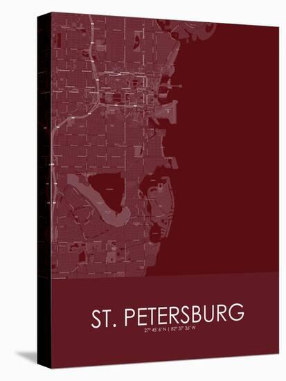 St. Petersburg, United States of America Red Map-null-Stretched Canvas