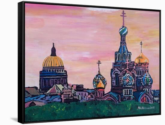 St Petersburg With Church Of The Savior On Blood-Martina Bleichner-Framed Stretched Canvas