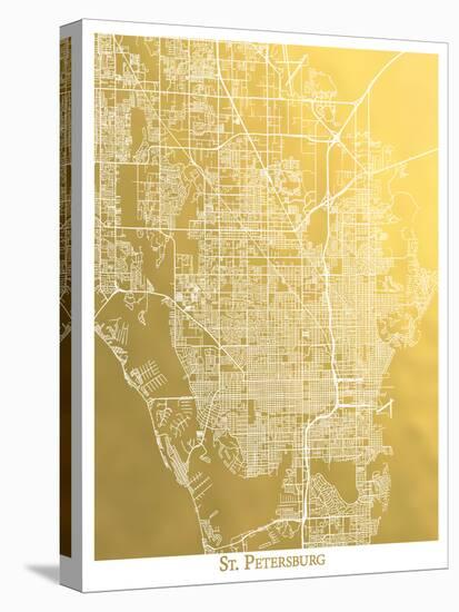 St Petersburg-The Gold Foil Map Company-Stretched Canvas