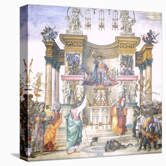 St Philip Driving Dragon from Temple of Hierapolis-Filippino Lippi-Stretched Canvas