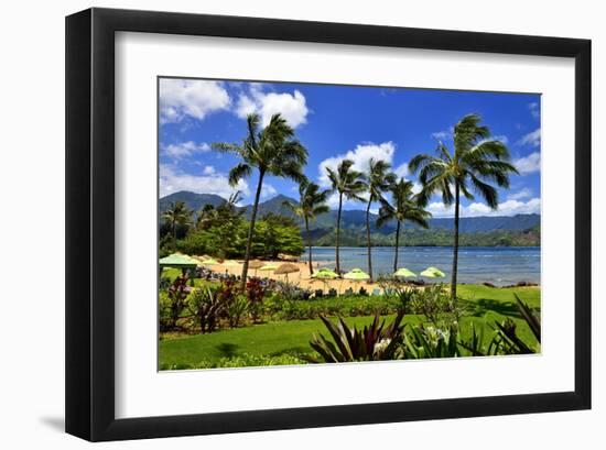 St. Regis Princeville Resort Hotel with View of the Bay at Hanalei Beach, Island of Kauai-null-Framed Art Print