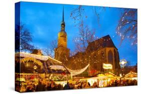 St. Reinoldi Church and Christmas Market at Dusk, Dortmund, North Rhine-Westphalia, Germany, Europe-Frank Fell-Stretched Canvas