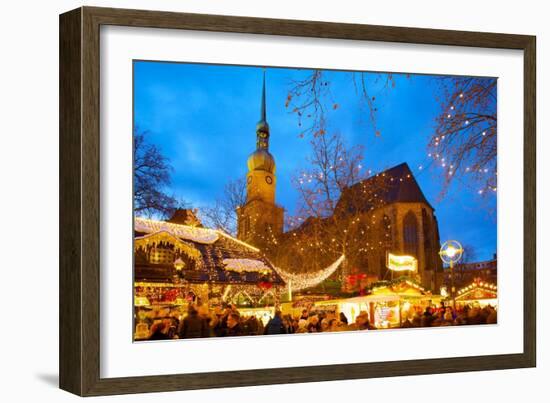 St. Reinoldi Church and Christmas Market at Dusk, Dortmund, North Rhine-Westphalia, Germany, Europe-Frank Fell-Framed Photographic Print