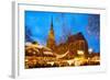 St. Reinoldi Church and Christmas Market at Dusk, Dortmund, North Rhine-Westphalia, Germany, Europe-Frank Fell-Framed Photographic Print