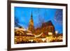 St. Reinoldi Church and Christmas Market at Dusk, Dortmund, North Rhine-Westphalia, Germany, Europe-Frank Fell-Framed Photographic Print