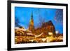 St. Reinoldi Church and Christmas Market at Dusk, Dortmund, North Rhine-Westphalia, Germany, Europe-Frank Fell-Framed Photographic Print