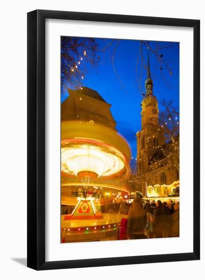 St. Reinoldi Church and Christmas Market at Dusk, Dortmund, North Rhine-Westphalia, Germany, Europe-Frank Fell-Framed Photographic Print