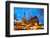 St. Reinoldi Church and Christmas Market at Dusk, Dortmund, North Rhine-Westphalia, Germany, Europe-Frank Fell-Framed Photographic Print