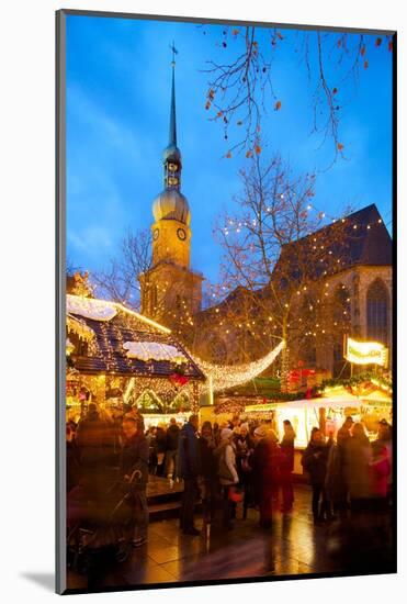 St. Reinoldi Church and Christmas Market at Dusk, Dortmund, North Rhine-Westphalia, Germany, Europe-Frank Fell-Mounted Photographic Print