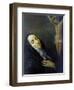 St Rita De Cascia in Ecstasy in Front of the Figure of Christ on the Cross, 19th Century-null-Framed Premium Giclee Print