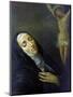 St Rita De Cascia in Ecstasy in Front of the Figure of Christ on the Cross, 19th Century-null-Mounted Premium Giclee Print