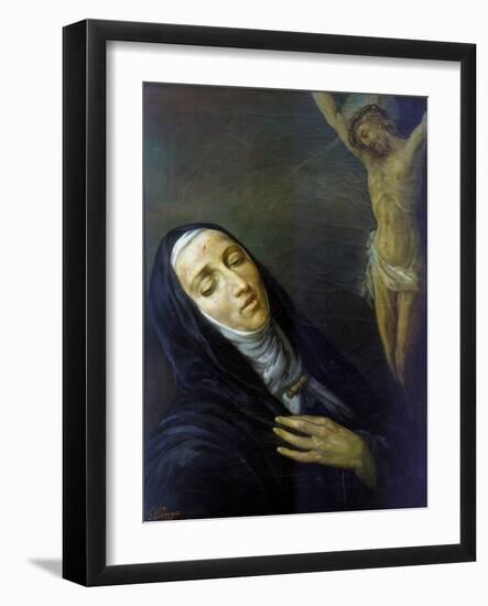 St Rita De Cascia in Ecstasy in Front of the Figure of Christ on the Cross, 19th Century-null-Framed Giclee Print