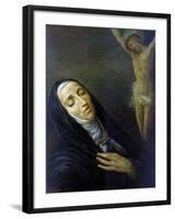 St Rita De Cascia in Ecstasy in Front of the Figure of Christ on the Cross, 19th Century-null-Framed Giclee Print