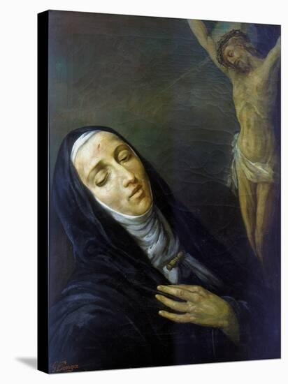 St Rita De Cascia in Ecstasy in Front of the Figure of Christ on the Cross, 19th Century-null-Stretched Canvas