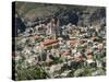 St. Saba Church and Red Tile Roofed Town, Bcharre, Qadisha Valley, North Lebanon-Christian Kober-Stretched Canvas