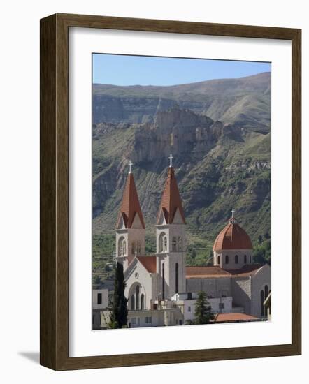 St. Saba Church, Red Tile Roofed Town, Bcharre, Qadisha Valley, North Lebanon, Middle East-Christian Kober-Framed Photographic Print